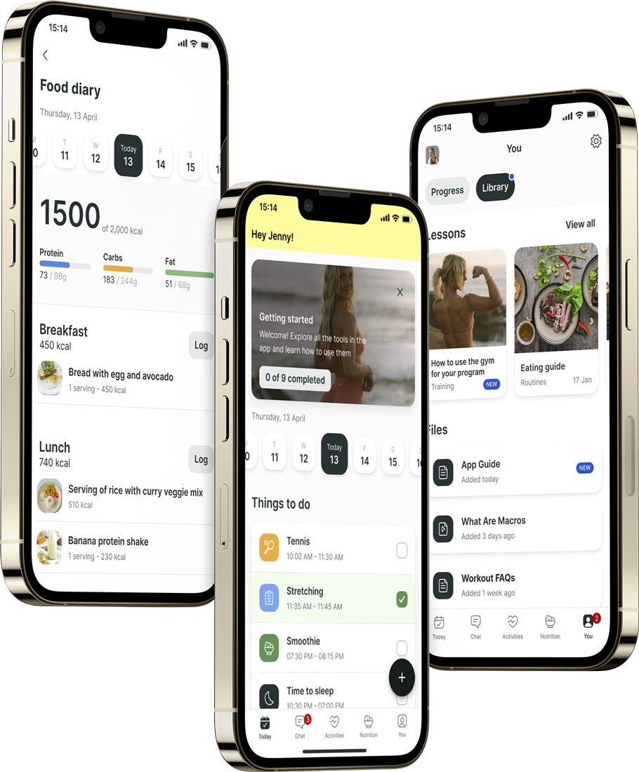 A mockup of the coaching app showcasing the features.